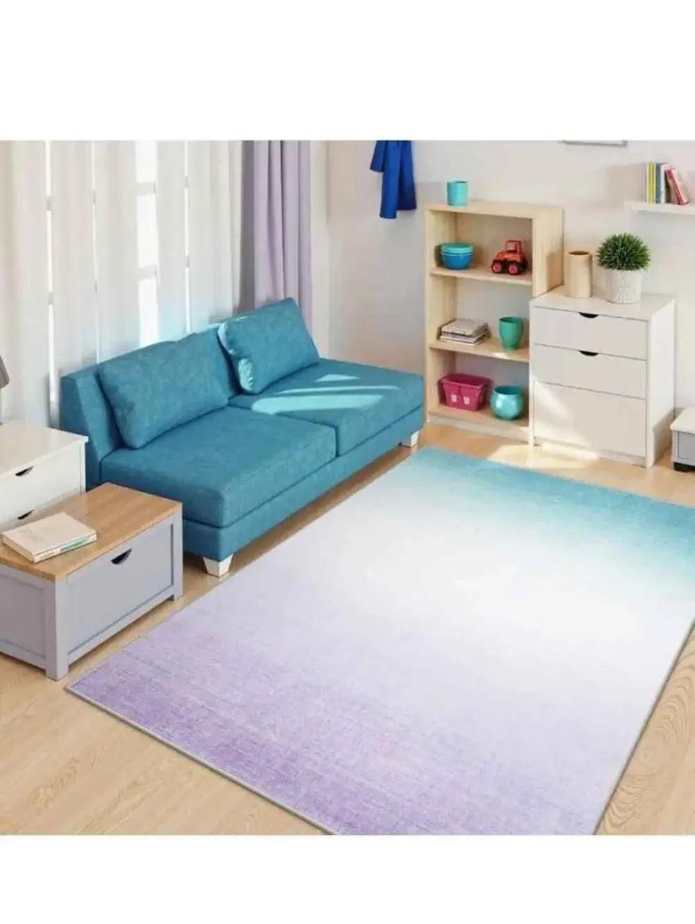 5x7 Area Rugs for Living Room Ombre, Non Slip Purple Soft Low Pile Abstract